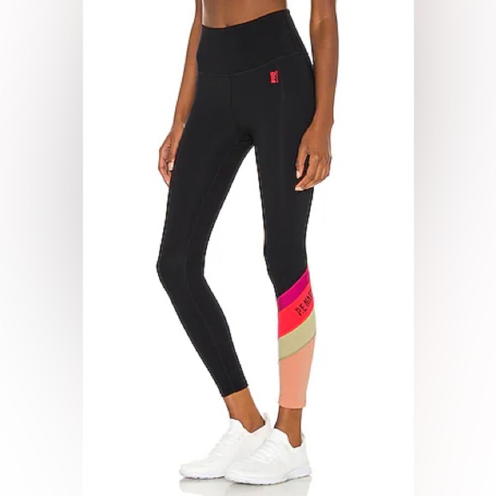 P.E Nation Black Leggings with Color Block Detail